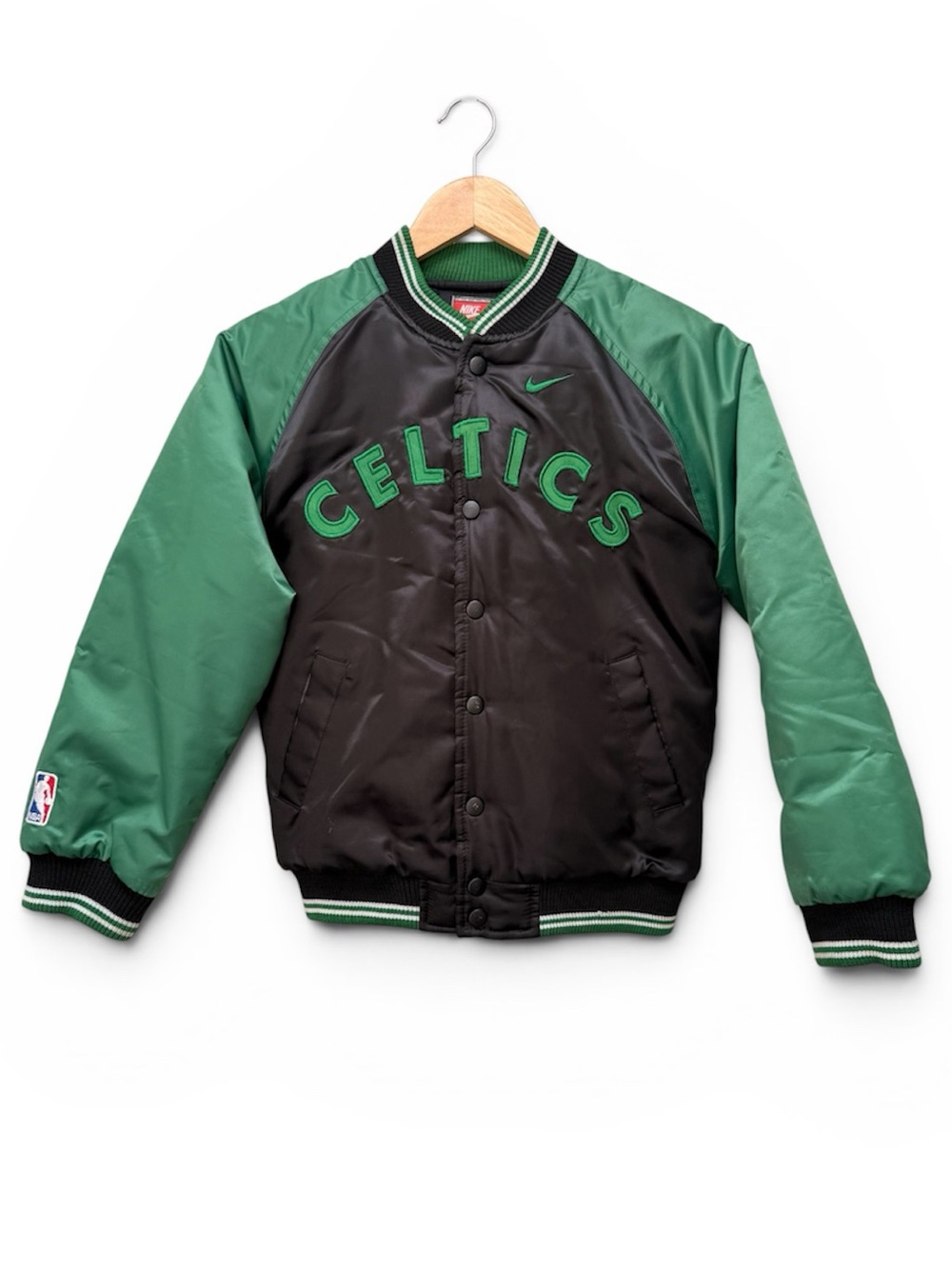 Vintage Nike Boston Celtics Bomber Varsity Satin Jacket Size Youth M